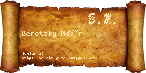 Beretzky Mór névjegykártya